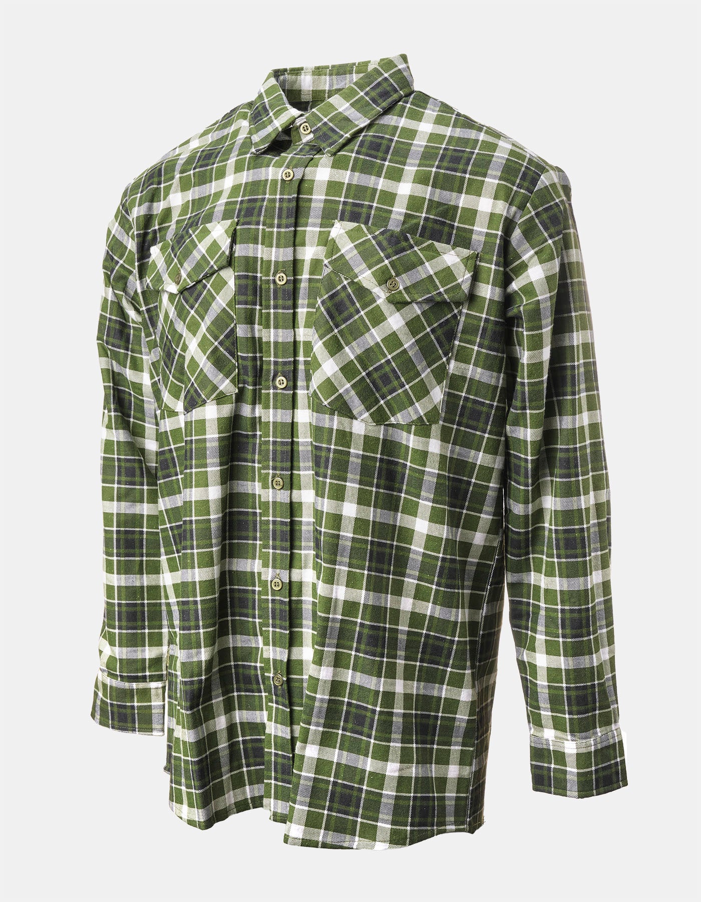 Brushed Cotton Shirt Open Front Olive